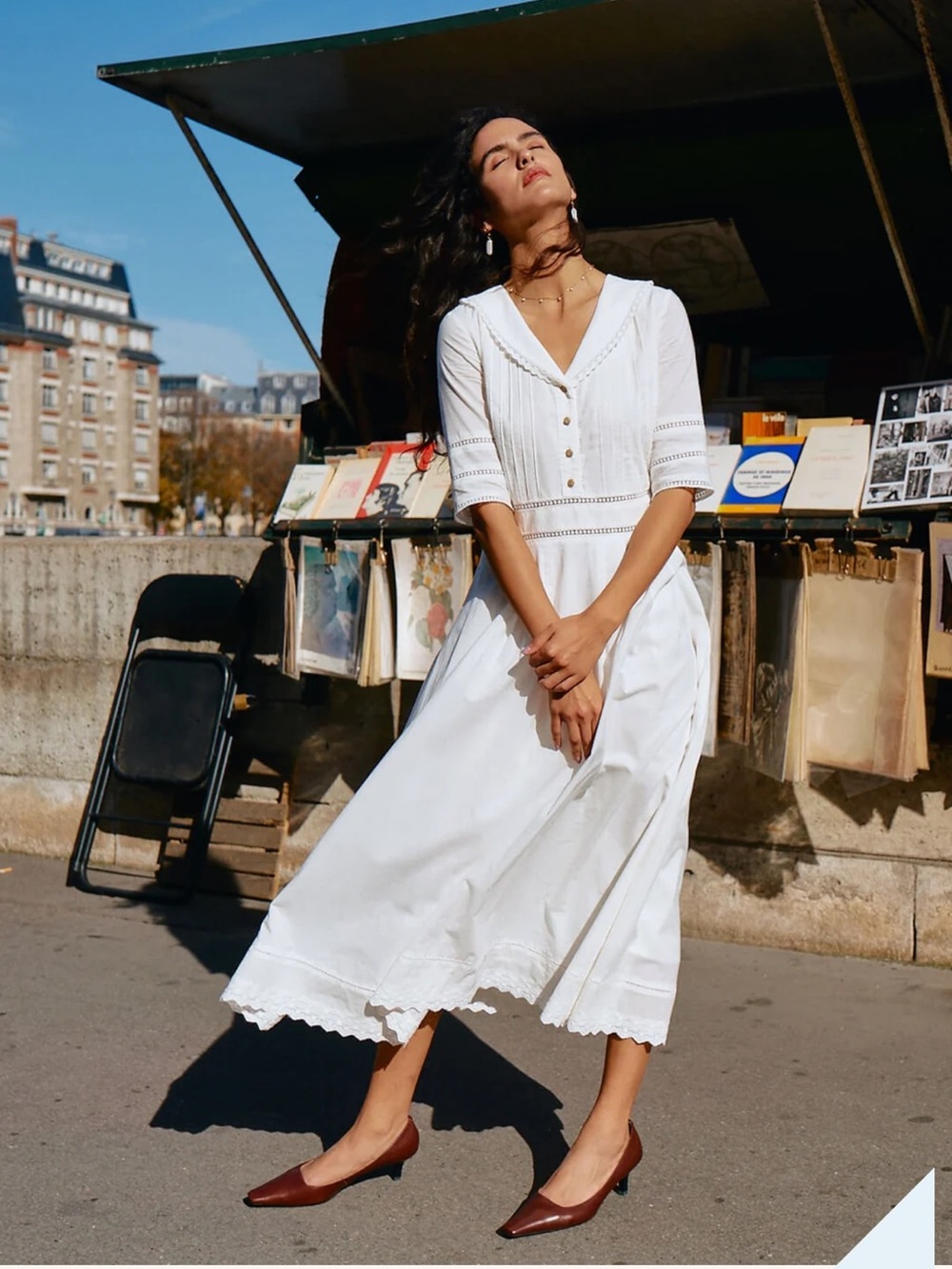 100% COTTON WHITE MIDI DRESS